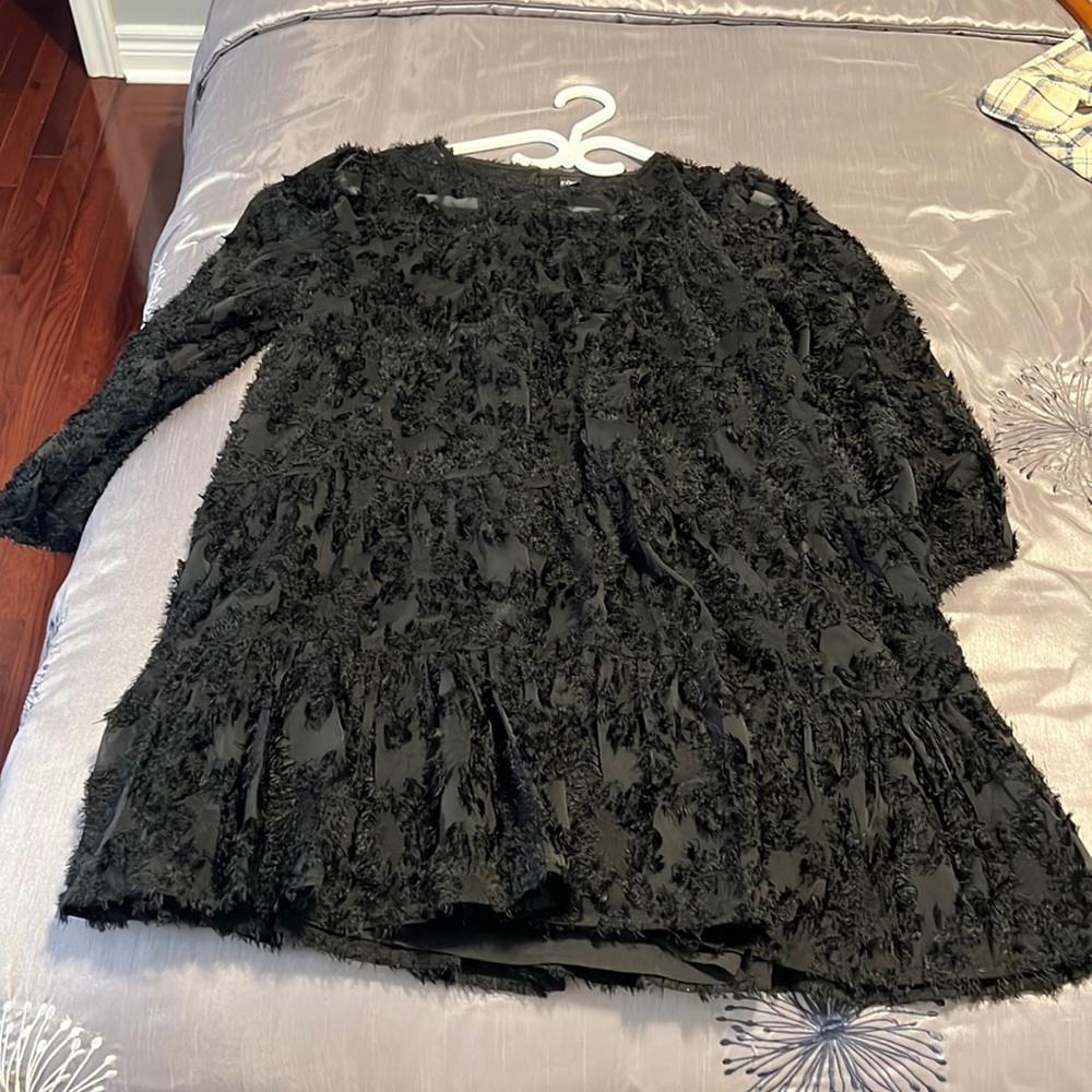 Black Spun Floral Dress